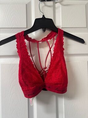PINK Victoria's Secret Lace Bralette Bright Red Women’s Size Large
